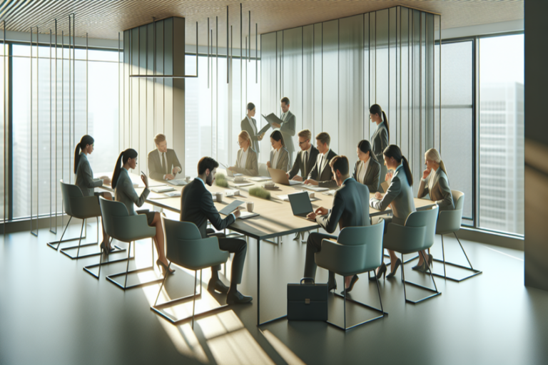 Geschäftsleute in einem modernen Büro bei einem Meeting